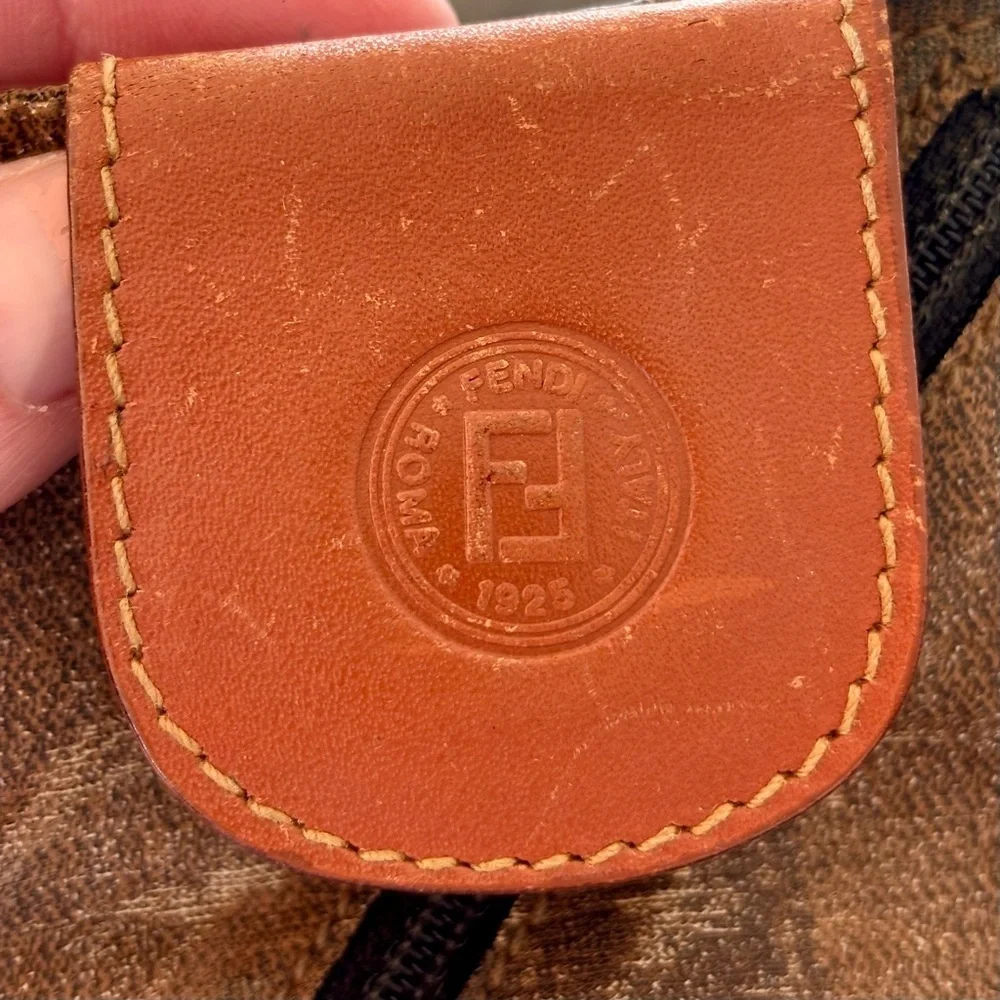 FENDI Vintage Fendi Pequin Stripe Coin Pouch Mini Wallet Brown Logo Italy